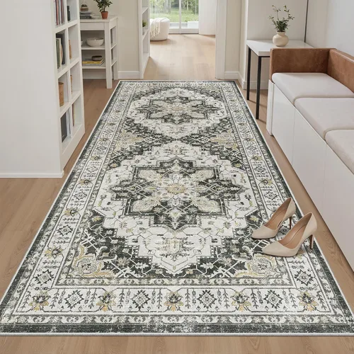 Vista 135 de Madane Alfombra lavable de 2 x 3 pies, alfombra de entrada pequeña, antideslizante, vintage, para entrada interior, alfombra de pelo bajo