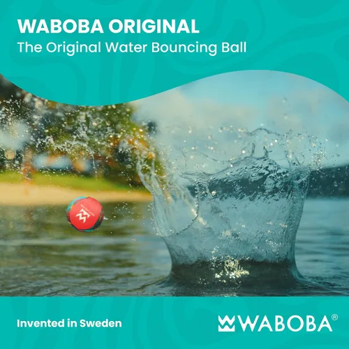 Vista 3 de Waboba Original Water Bouncing Ball - Perfect Toy for Beach and Water Games - Skips on Water - Invented in Sweden Neon Abstracto