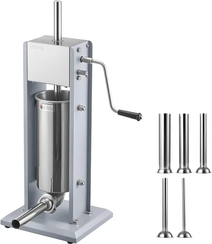 Vista 9 de VEVOR Relleno manual de salchichas, relleno vertical de carne de 11 libras / 5 L, máquina de rellenar de carne con carcasa de salchichas resistente
