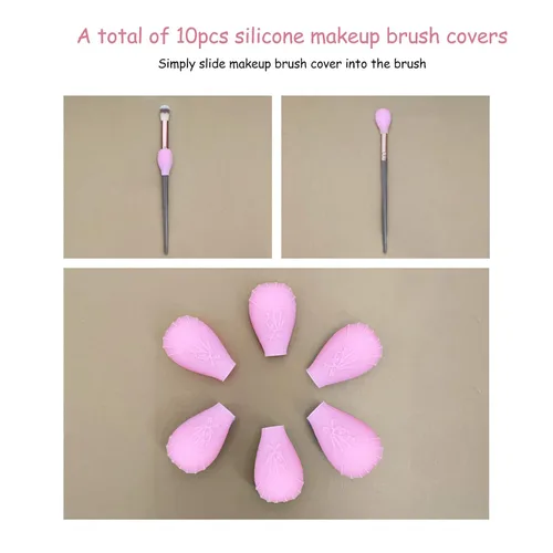 Vista 3 de Funda protectora para brochas de maquillaje, juego de soporte para brochas de maquillaje, 10 fundas para brochas de sombra de ojos, estuche