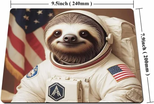 Vista 2 de Smooffly Alfombrilla de mouse para juegos personalizada, divertido vestido de perezoso como una personalidad astronauta, alfombrilla de mouse