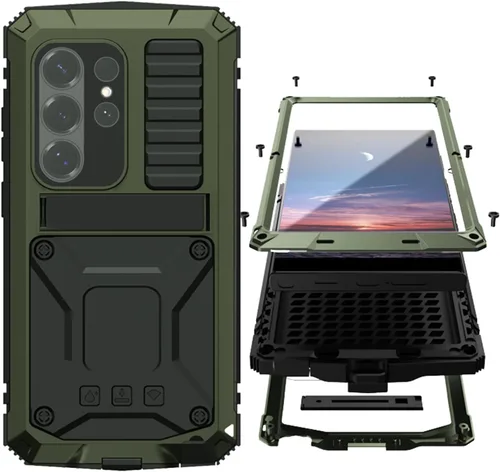 Vista 17 de Simicoo Samsung S22 - Funda de metal con protector de pantalla y protector de cámara, resistente a los golpes, con soporte, cubierta completa