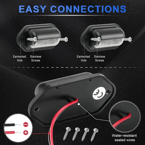 Vista 5 de LivTee Luces LED impermeables de 12 V, azul (2 unidades) para RV, cámper, camión, SUV, remolque, camioneta, escalón, cortesía, cúpula, carga, luces