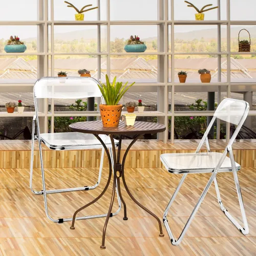 Vista 5 de Suzile 2 sillas plegables de acrílico, transparentes, apilables, modernas, sin brazos, asiento de plástico para sala de estar, para el hogar, sala