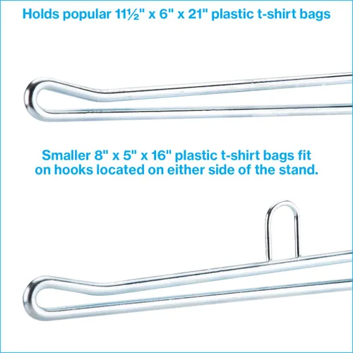 Vista 8 de SSWBasics Soporte para Bolsas de Comestibles de Plástico - Soporte de Chrome Duradero para Fácil Almacenamiento - Se Adapta a Bolsas de 11½"W x 6"D