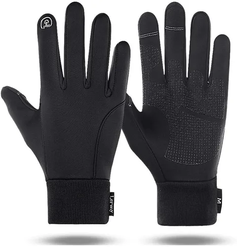 Vista 9 de LERWAY Guantes cálidos de invierno, guantes térmicos negros cálidos para hombres y mujeres, impermeables, para pantalla táctil, antideslizantes