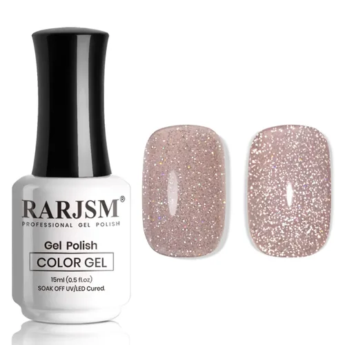 Vista 15 de RARJSM Esmalte de uñas de gel con purpurina verde, esmalte de gel reflectante con destellos de purpurina y diamantes, esmalte de uñas de gel