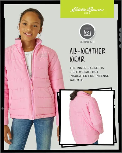 Vista 6 de Eddie Bauer - Chaqueta de esquí para niños - Impermeable 3 en 1 con aislamiento y chaqueta exterior extraíble para niños y niñas (3-16)