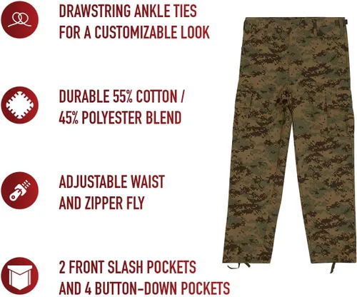 Vista 11 de Rothco Kids Bdu Pantalones – Acu Digital Camo