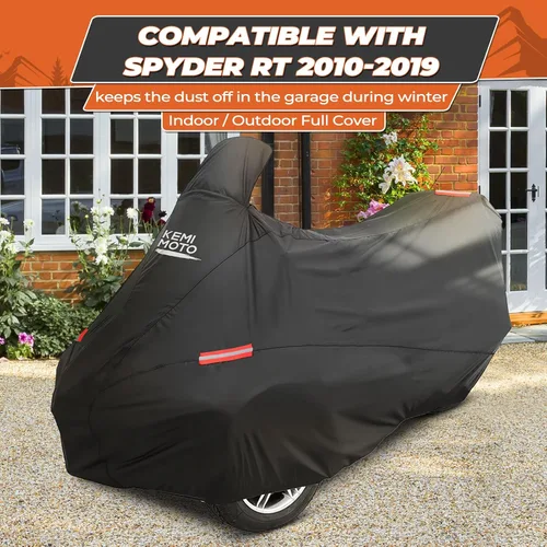 Vista 6 de KEMIMOTO Funda Completa Compatible con Can-Am Spyder RT/RT Limited 2010-2019 Funda con Tiras Reflectantes A Prueba de Polvo, Resistente al Agua