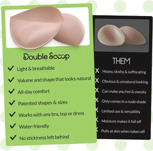 Vista 3 de Double Scoop® Insertos para sujetador de efecto push-up con tiras adhesivas de regalo, implantes mamarios instantáneos, almohadillas de repuesto