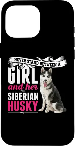 Vista 19 de iPhone 16 Never Stand Between A Girl And Her Siberian Husky Dog Case