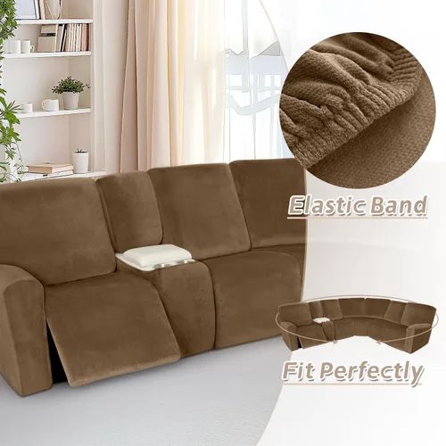 Vista 397 de Arfntevss Fundas de sofá seccional reclinable de terciopelo, Funda de sofá seccional de esquina para sofá reclinable, Funda elástica suave