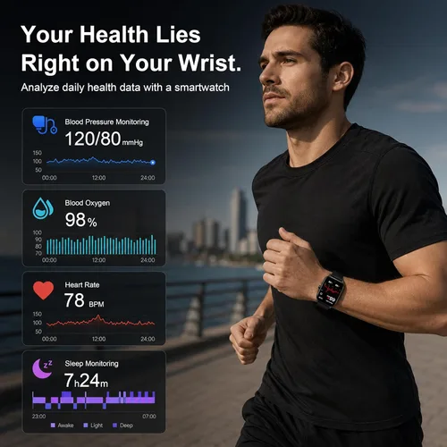 Vista 4 de Smart Watch for Men Women (Answer/Make Calls) 1.85" HD Step Activity Black Fitness Tracker Smartwatchr for Android iPhone Phones with Heart