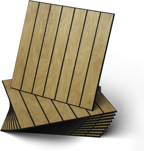 Vista 11 de WADILE Paneles de pared de listones de madera para despegar y pegar, de 12"x12" (30×30cm), decorativo, PVC, insonorizado, autoadhesivo, para sala