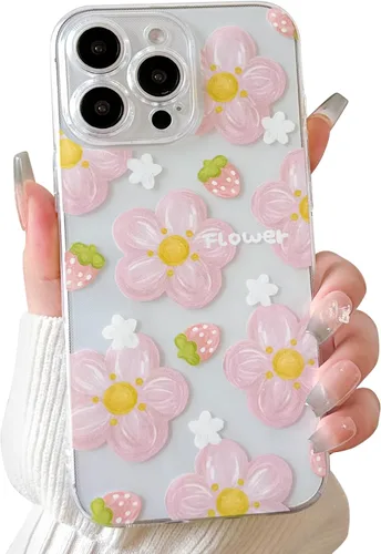 Vista 12 de Lovmooful Funda para iPhone 16 Pro, diseño floral transparente, flor negra