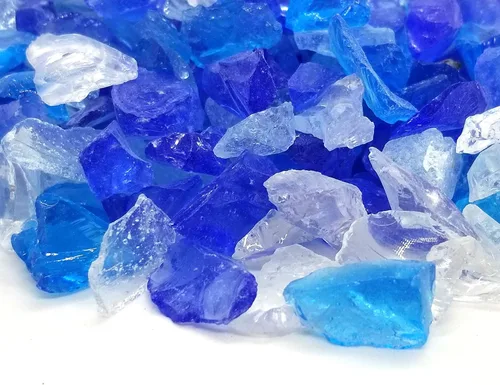 Vista 4 de Clear & Blue Blend - Decoración multiusos de primera calidad y cristal de fuego de 2 libras de 1/4 a 1/2 pulgadas, para uso en características