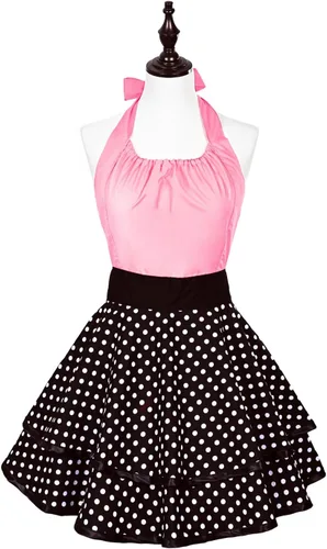 Vista 10 de Violet Mist - Lindos delantales vintage para mujeres con lunares negros, delantales retro para niñas, delantal de criada francesa, delantal sexy