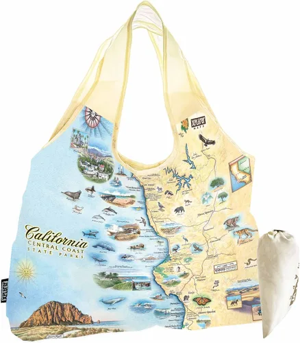 Vista 10 de Xplorer Maps Bolsa con asas – Bolsa de compras reutilizable para comestibles, plegable y lavable de nailon, resistente y compacta