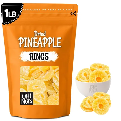 Vista 9 de Oh! Nuts Trozos de piña seca - Piña seca - Fruta seca de piña - 1 libra - Fruta deshidratada con menos azúcar añadido