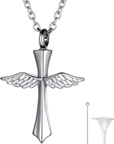 Vista 25 de Richsteel Collares de urna para cenizas para mujeres y hombres, collar con colgante de cremación para cenizas, joyería conmemorativa de acero