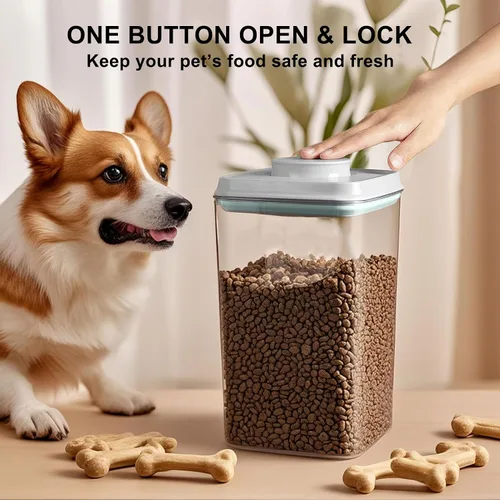 Vista 3 de Contenedor de alimentos para perros y gatos, contenedor de almacenamiento de alimentos con tapa pop de 2.8 cuartos para croquetas y golosinas 89.6