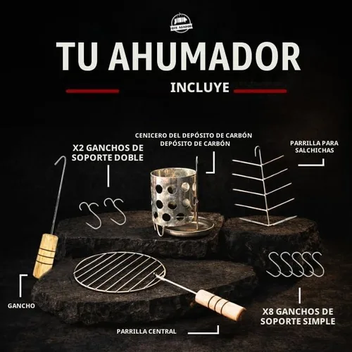 Vista 3 de Parrilla vertical 2 en 1 para ahumar (16 libras) - Acero inoxidable 304 de alta calidad - Termómetro y ventilación para barbacoa de carbón Barril