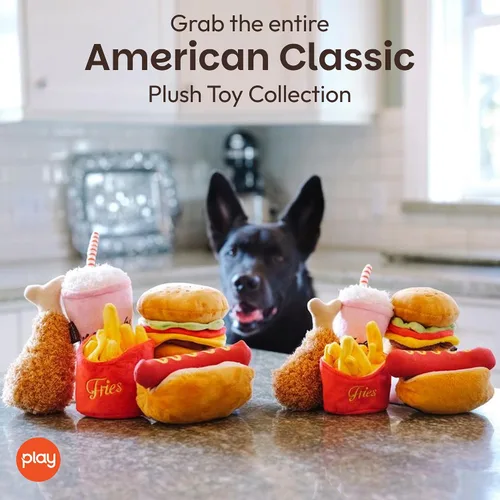 Vista 5 de P.L.A.Y. Bonitos juguetes de felpa para perros, juguete masticable duradero con temática de comida rápida, ideal para cachorros y perros pequeños