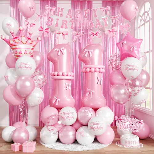 Vista 15 de Decoraciones de cumpleaños número 13 en crema para niñas, globos beige con número 13 en forma de corazón y estrella marrón, globos neutros