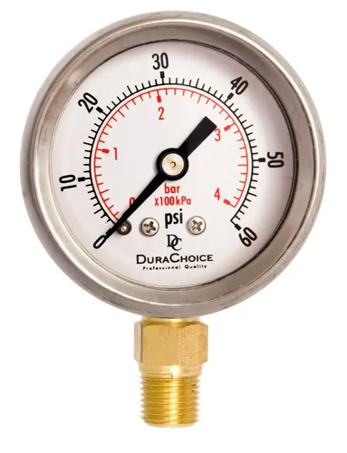 Vista 15 de Manómetro lleno de aceite de 1-1/2" - Caja de acero inoxidable, latón, 1/8" NPT, conexión de montaje inferior, 0-1,000PSI