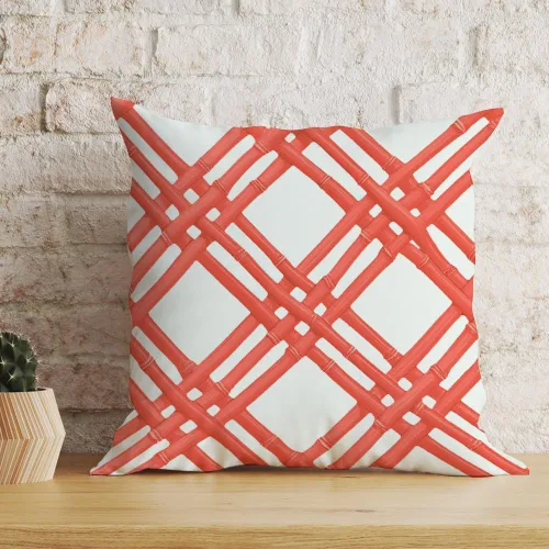 Vista 6 de ArogGeld Summer House - Funda de cojín geométrica naranja y roja, fundas de almohada decorativas para el hogar, de doble cara, para sofá
