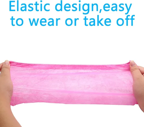 Vista 7 de Piutouyar Fundas desechables antideslizantes para zapatos, paquete de 100, 50 pares, color rosa