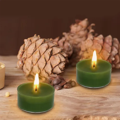 Vista 4 de Velas perfumadas hechas a mano, 12 velas redondas de velas de té de cera de abejas naturales, velas sin humo, para spa, decoración del hogar