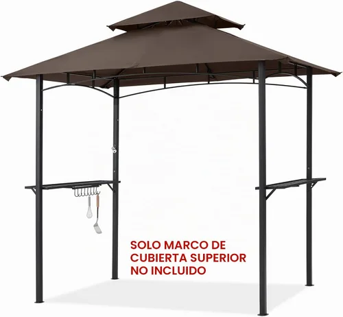 Vista 9 de MASTERCANOPY Toldo Superior de Repuesto para Cenador de Parrilla para Modelo L-GG001PST-F (Marrón) Solo toldo, 100% poliéster impermeable, CPAI-84