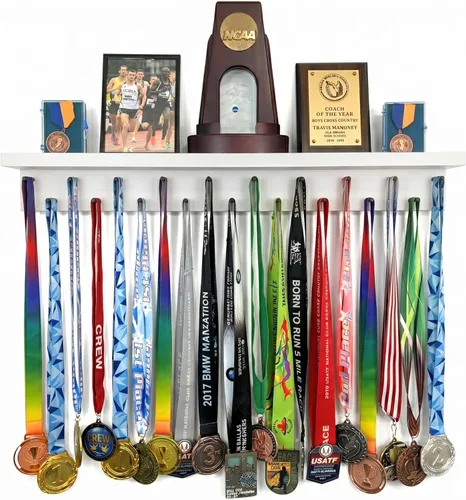 Vista 10 de MedalAwardsRack Estante de exhibición de medallas y soporte para trofeos Premier para gimnasia, fútbol, baloncesto, fútbol americano y más – 2 pies