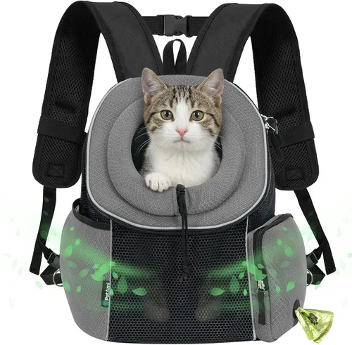 Vista 9 de PetAmi Dog Carrier Backpack, Hands Free Front Pet Carrier, 10 lbs, Black Negro