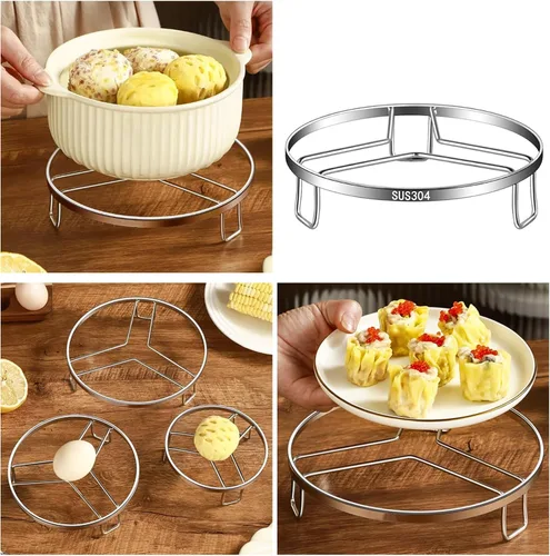 Vista 2 de Rustproof Metal Steaming Tray Ideal for Family Kitchens and Restaurants Pressure Cooker Steamer Rack