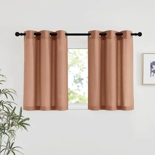 Vista 185 de NICETOWN - Cortinas de lino angora para ventana de cocina sobre el fregadero, con ojales, lino grueso angora, tratamientos cortos para ventanas