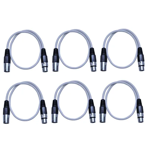 Vista 49 de SEISMIC AUDIO - SAXLX-2 - Paquete de 6 cables de conexión XLR macho a XLR hembra de 2 pies - Equilibrados - Cables de conexión de 2 pies