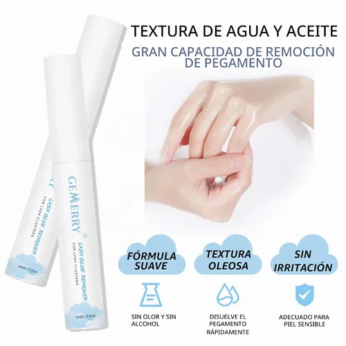 Vista 3 de GEMERRY Removedor de pestañas para extensiones de pestañas 5ml Pegamento para racimos de pestañas para racimos de pestañas Removedor de extensiones