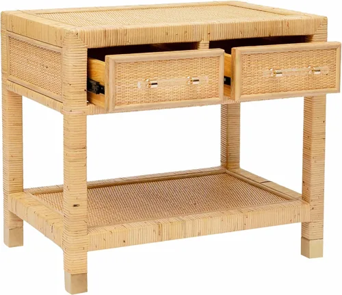 Vista 8 de TOV Furniture Amara - Mesita de noche de ratán natural