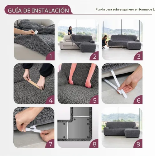 Vista 9 de PAULATO BY GA.I.CO. Funda de sofá seccional – Funda de sofá esquinero – Fundas de sofá chaise con protector – Funda lavable para sofá con otomana
