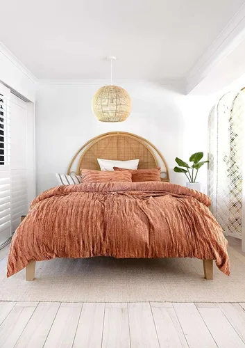 Vista 5 de Funda de edredón de terciopelo sólido ultra-luxe, ropa de cama boho UO, funda de colcha Donna, juego de edredón de 3 piezas, juego de cama de Aqua