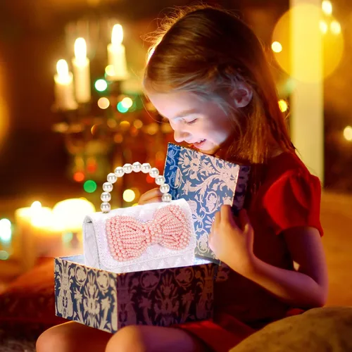 Vista 7 de Regalos para niñas pequeñas, lindo bolso para niños y bebés, con lazo brillante, bolsos pequeños cruzados, bolsas de hombro, juguetes y regalos