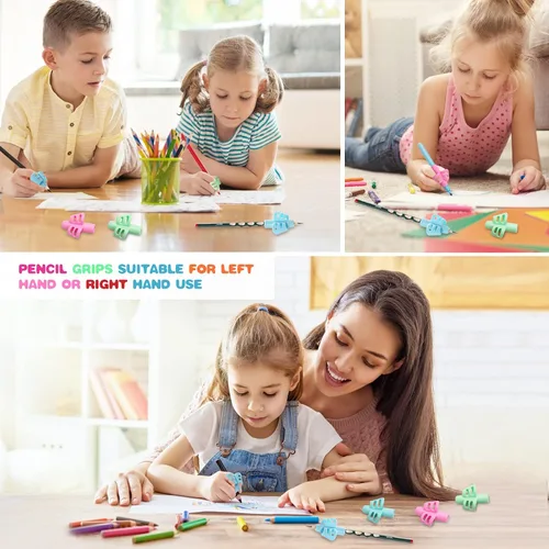 Vista 7 de KIGEAPUEL 20 piezas de empuñaduras para lápices para niños, entrenamiento ergonómico de la escritura, soporte para lápices, herramienta de escritura