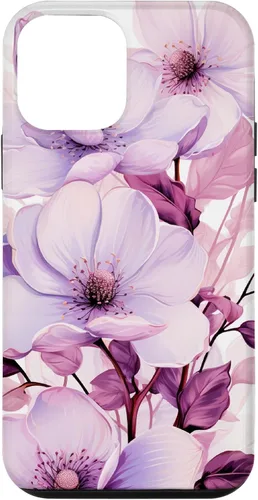 Vista 16 de Funda para iPhone 17, diseño de flores de magnolia rosa y morado lavanda