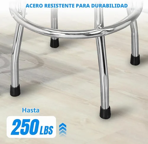 Vista 5 de TCE ATRP6185U Torin Taburete giratorio de bar: asiento acolchado para garaje/tienda con patas cromadas, azul