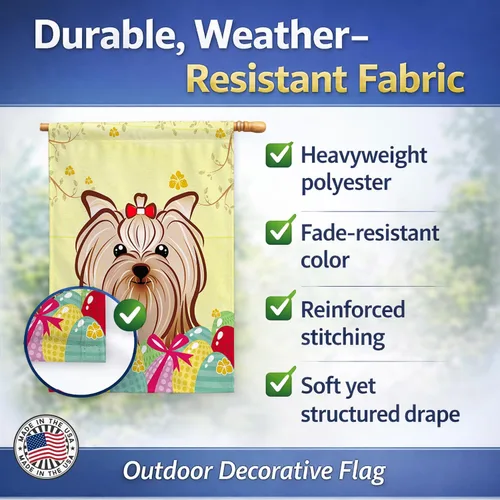 Vista 660 de Caroline's Treasures BB1923GF Bandera decorativa para jardín con diseño de Border Collie, para caza de huevos de Pascua, para jardín, jardín, patio