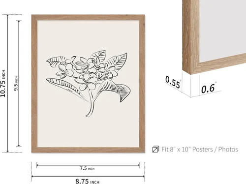 Vista 3 de Poster Master Póster Plumeria - Impresión de flores retro, arte floral, arte de flores tropicales, arte de línea - Arte de boceto - Arte abstracto