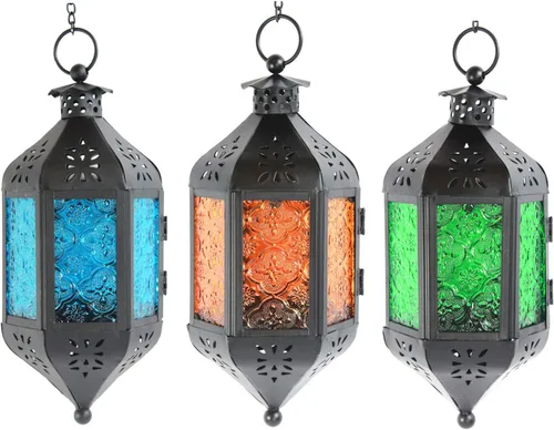Vista 32 de Vela Lanterns Farol portavelas decorativo marroquí colgante de 11.5 pulgadas, portavelas para interiores y exteriores, para patio, porche, ramadán